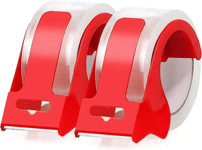 2 Rolls Clear Packing Tape with 2 Dispensers - Heavy Duty Packaging Tape