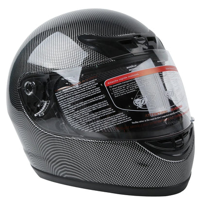 Flip Up Full Face Helmet for DOT Motorcycle (S, M, L, XL) - Black Carbon Fiber