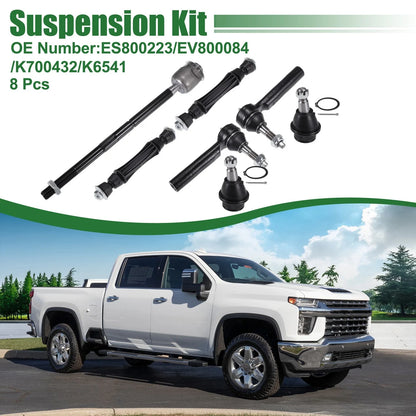 8pcs Front Suspension Kit Tie Rod End for Cadillac Escalade (2002–2023) No. ES800223/K6541