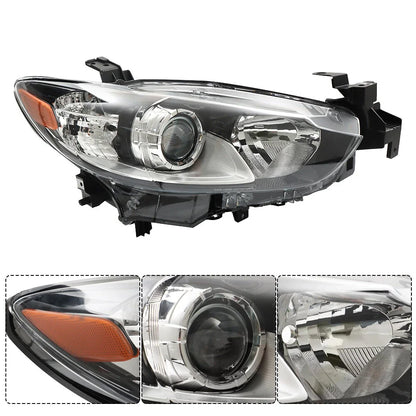 Set of 2 Halogen Chrome Headlights for Mazda 6 (2014–2017)