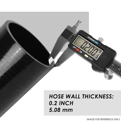 2" ID 12" Long Straight Transition 4-Ply Black Silicone Intercooler Pipe Hose