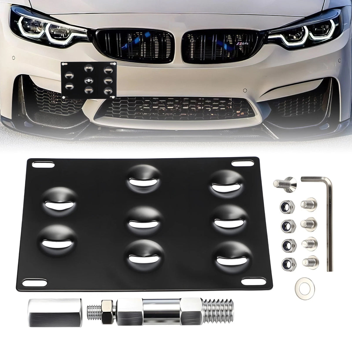Front Bumper Tow Hook License Plate Bracket for BMW 328i 335i 435i (F30 F10)