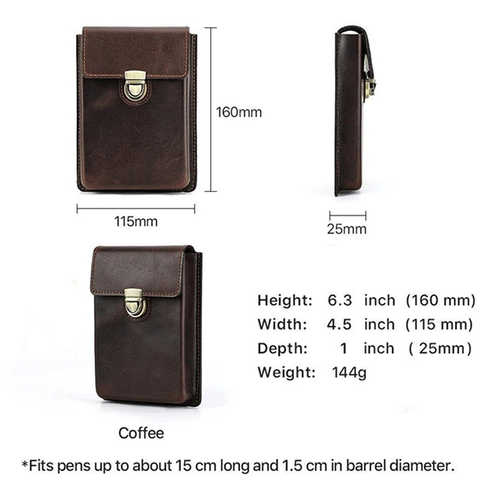 Leather 5 Slots Luxury Genuine Fountain Pen Case Organizer