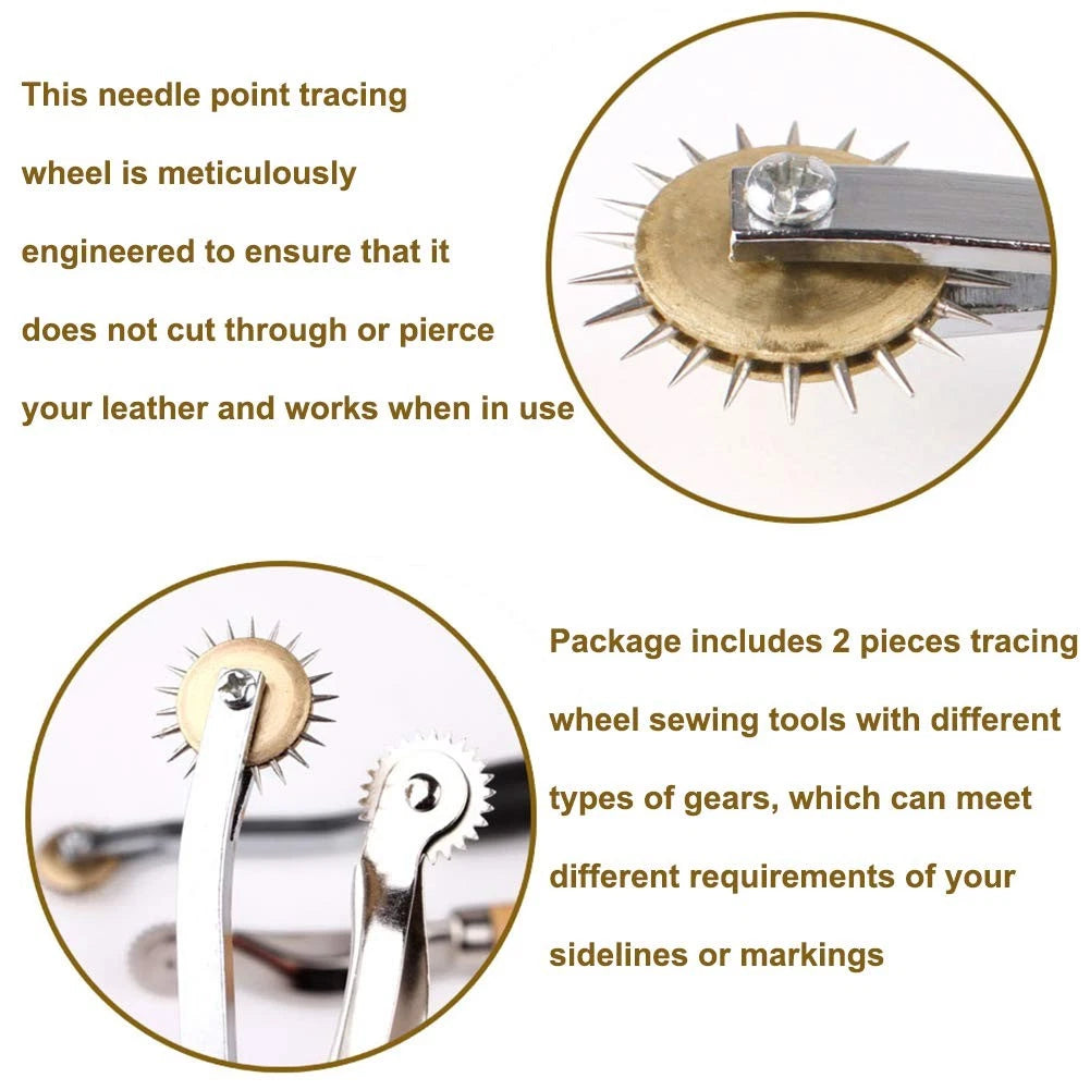 2X Tracing Wheel for Professional Stitch Marking (Black and Wood)