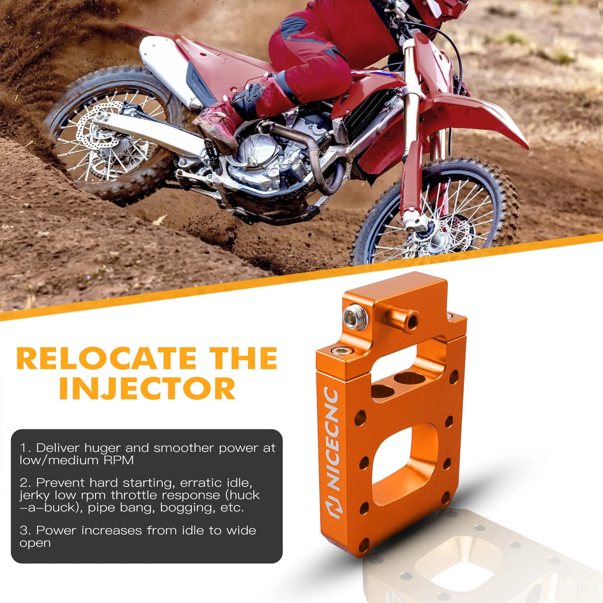 Injector Relocation Block for KTM 250 300 EXC TPi (2018–2023) Orange