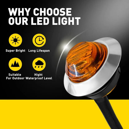 10X Amber LED Strobe Marker Lights for Truck Trailer (3/4 Inch)