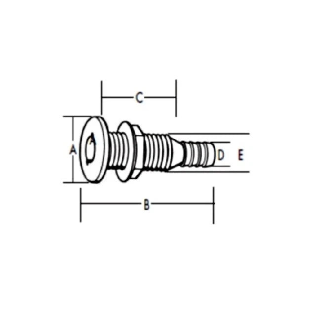 TH-1500 Thru-Hull Fitting for Marine (Black)