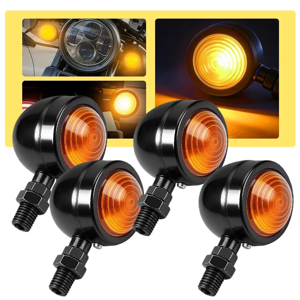 Set of 4 Front Rear Turn Signal Blinker Indicator Lights for Motorcycle