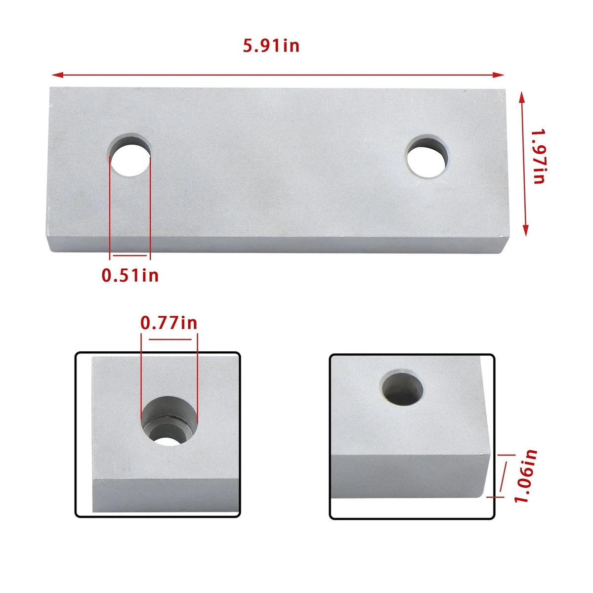 Reversible Aluminum Soft Jaws for 6" Milling Vise (1 Pair)