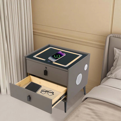 Bluetooth Speaker Bedside Table with Light & Wireless Charging