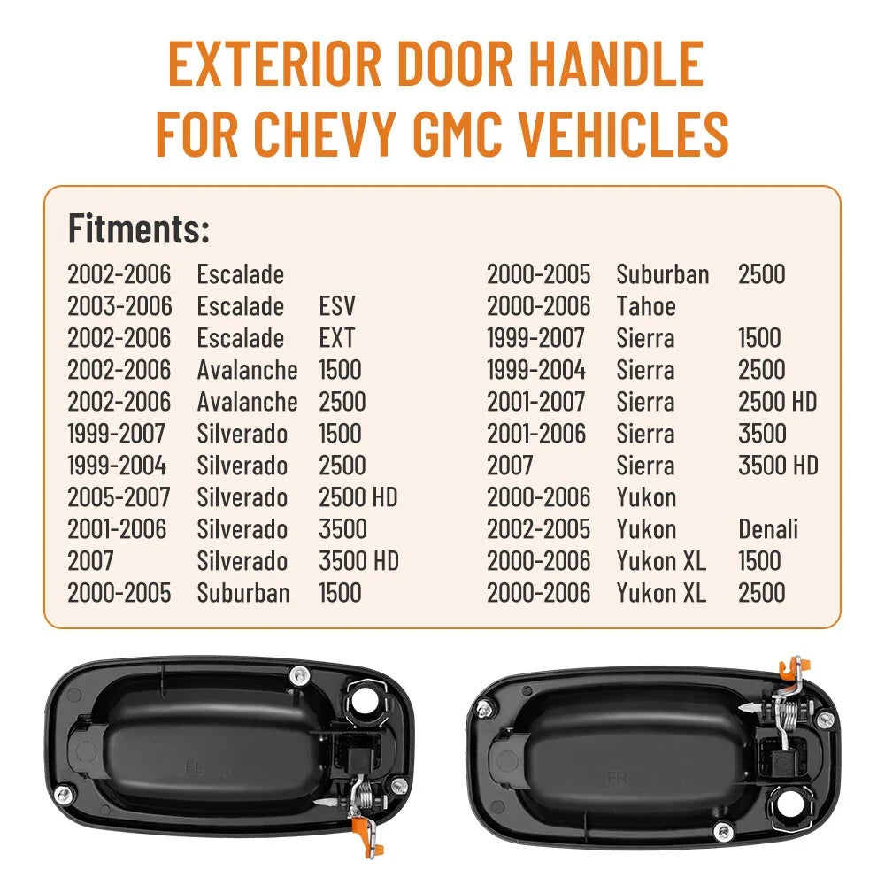 Exterior Door Handle Set for Chevy Silverado GMC Sierra (1999–2007)