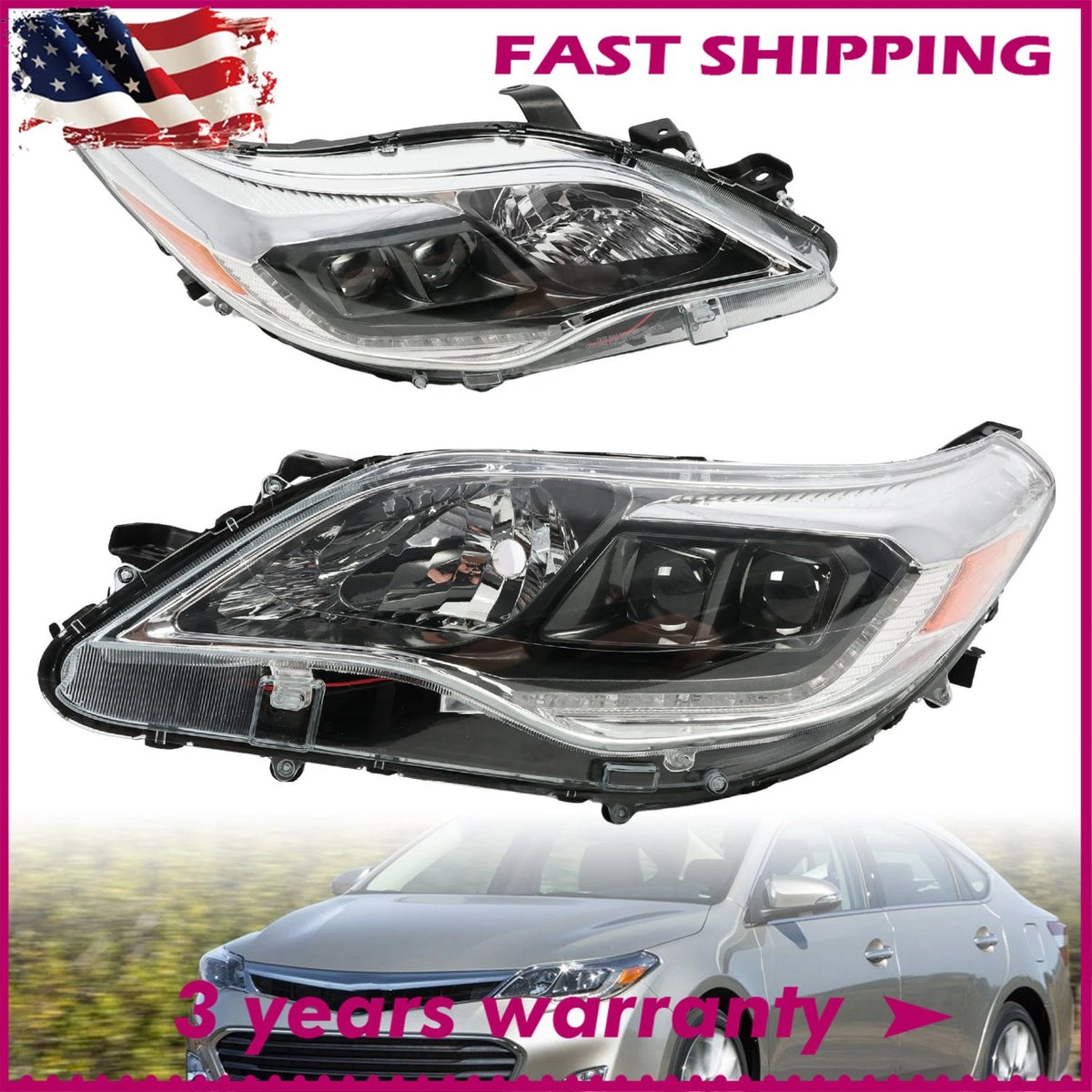 HID/Xenon Headlights Pair for Toyota Avalon (2013–2015) 81145-07130, TO2519148