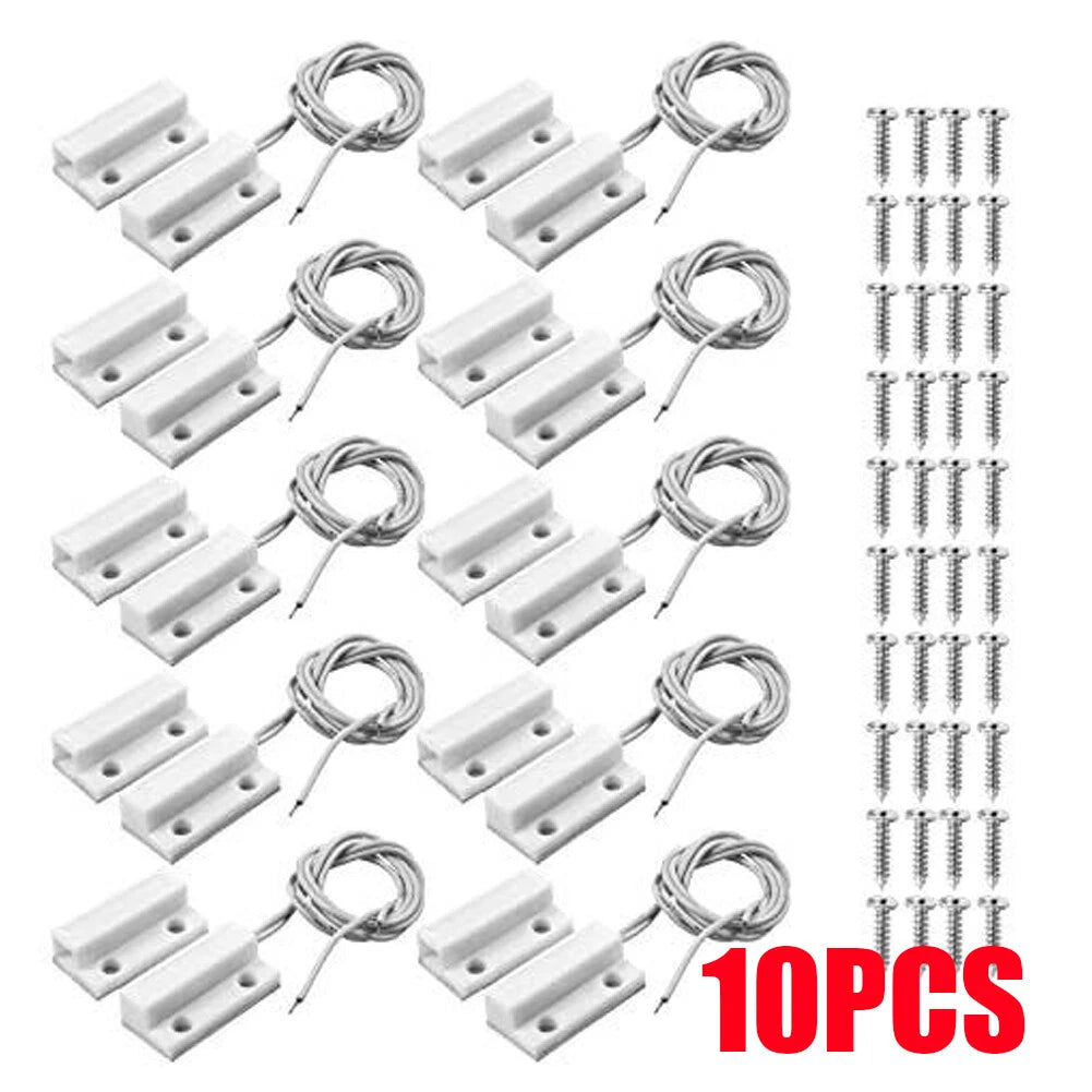 10 Pair MC-38 Surface Mount Wired NC Door Sensor Alarm Magnetic Reed Switch