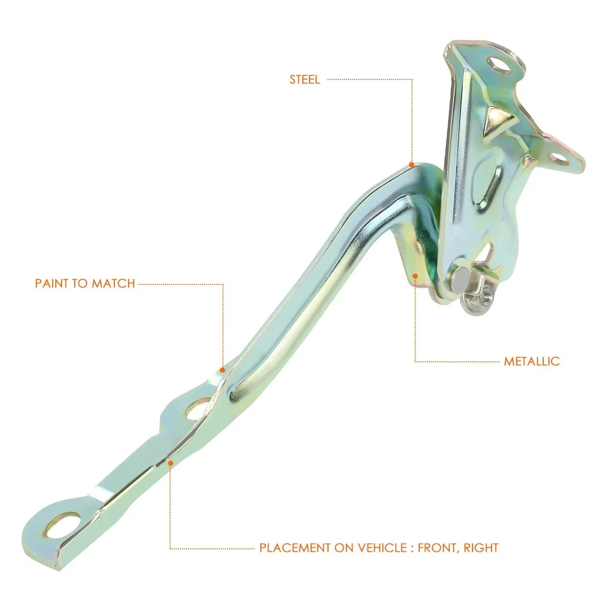 RH Passenger Side Steel Engine Hood Hinge for Chevy Spark (2016–2022)