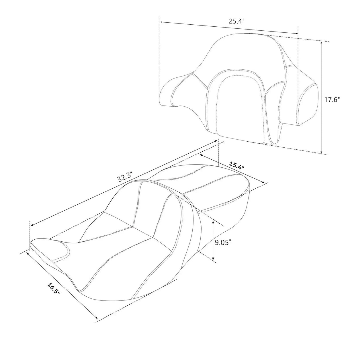 Rider Passenger Seat Backrest for Harley Street Road Glide (2014-2023)