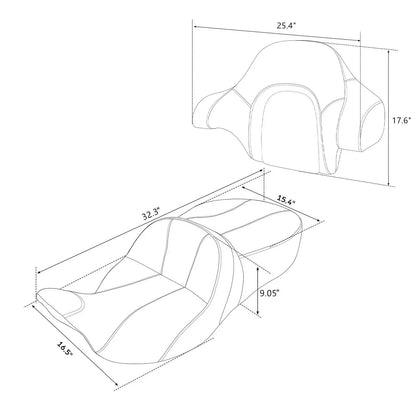 Rider Passenger Seat Backrest for Harley Street Road Glide (2014-2023)