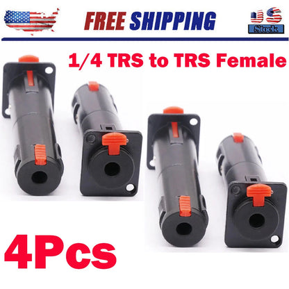 4-Pack 1/4 TRS to TRS Female Audio Feed Thru Connector for D Panel Mounting