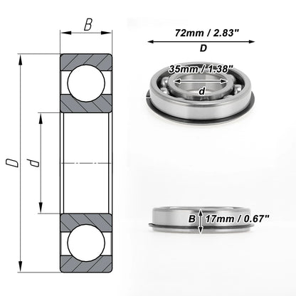 6207NR Deep Groove Ball Bearing for Scooter Skateboard (P0 35x72x17mm)