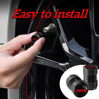 Set of 5 Tire Valve Caps for Camaro RS SS (2010–2023) - Red
