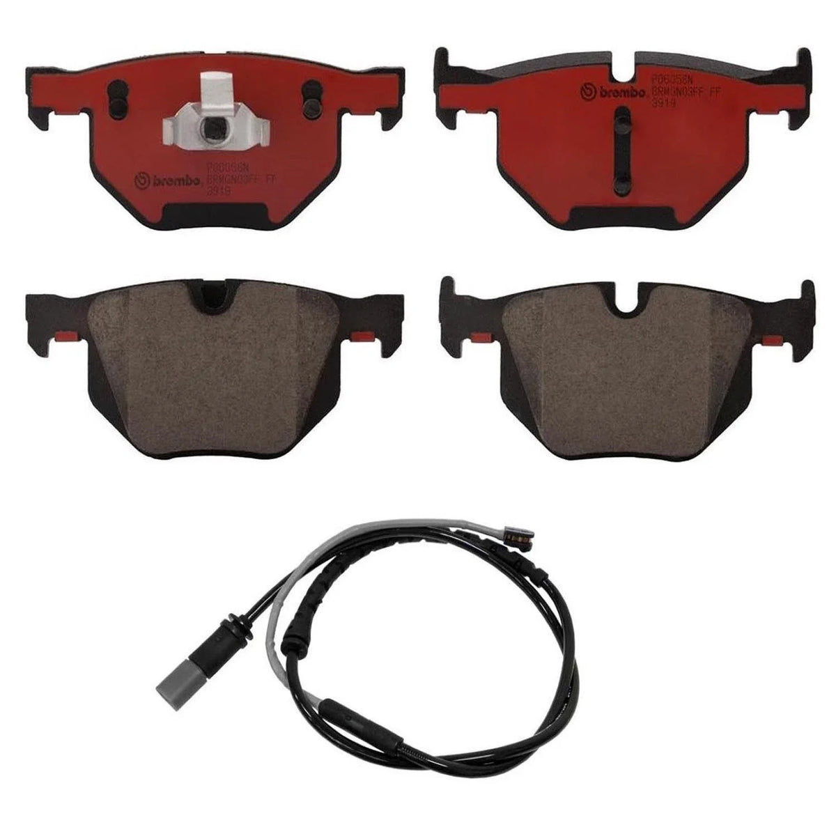 Set of 4 Brembo Rear NAO Ceramic Brake Pads with Sensor for BMW F15 F16 (2014–2019)