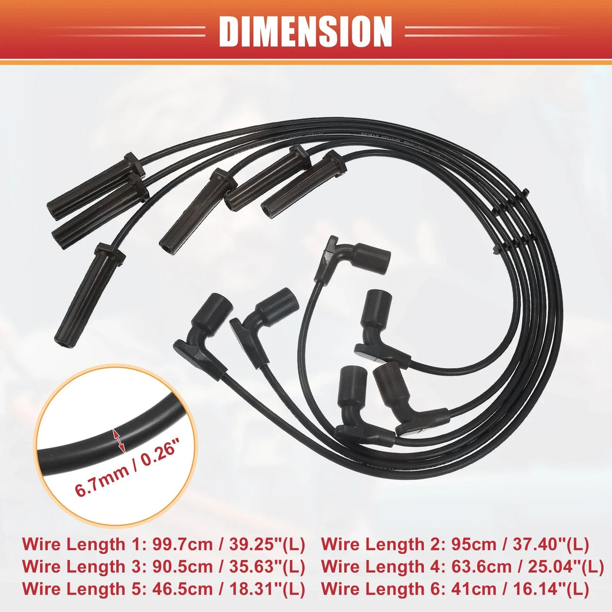 6pcs Spark Plug Wire Ignition Coil Cable No. 89018131 for Chevrolet Uplander (2005–2008)