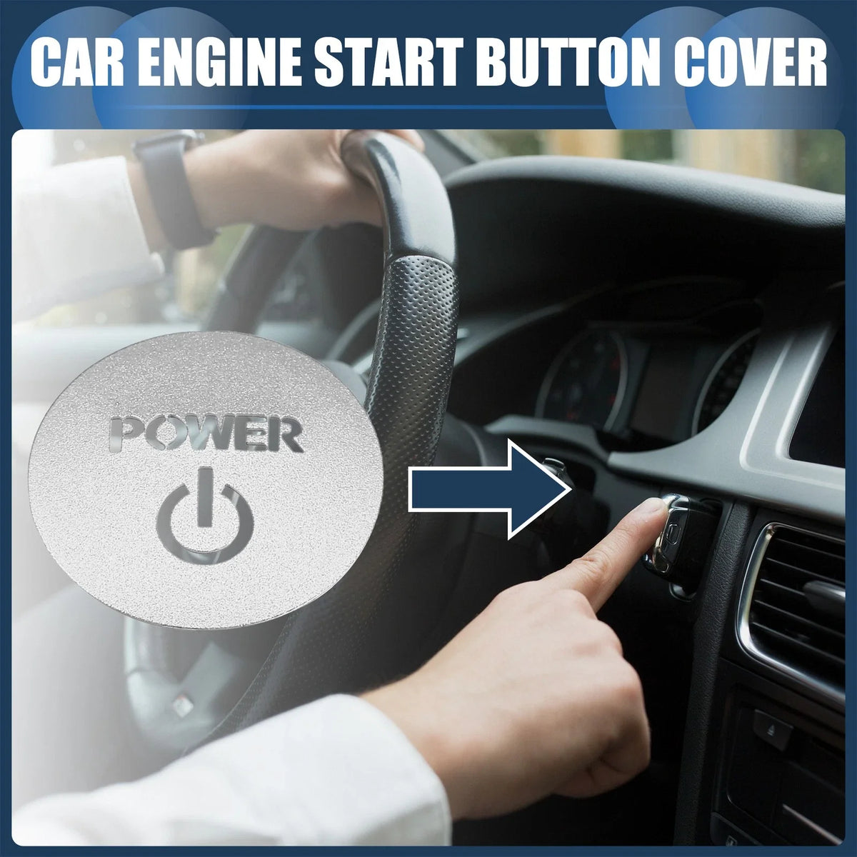 Engine Start Stop Button Cover for Honda Vezel RV Series (2014–2021) Silver Tone