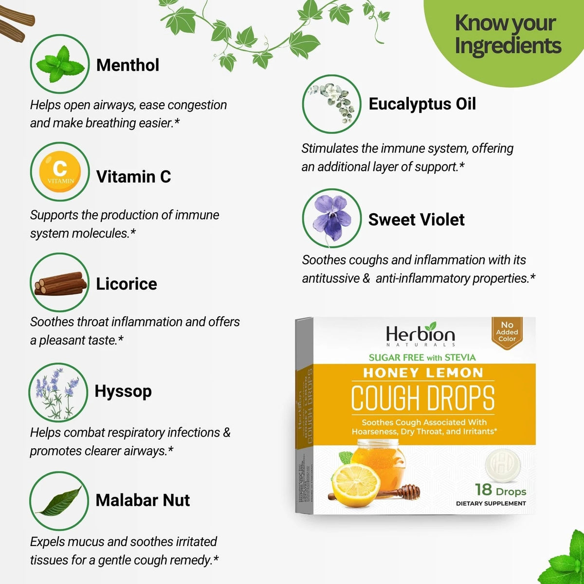 Cough Drops Sugar-Free for HERBION Naturals (18 Count)