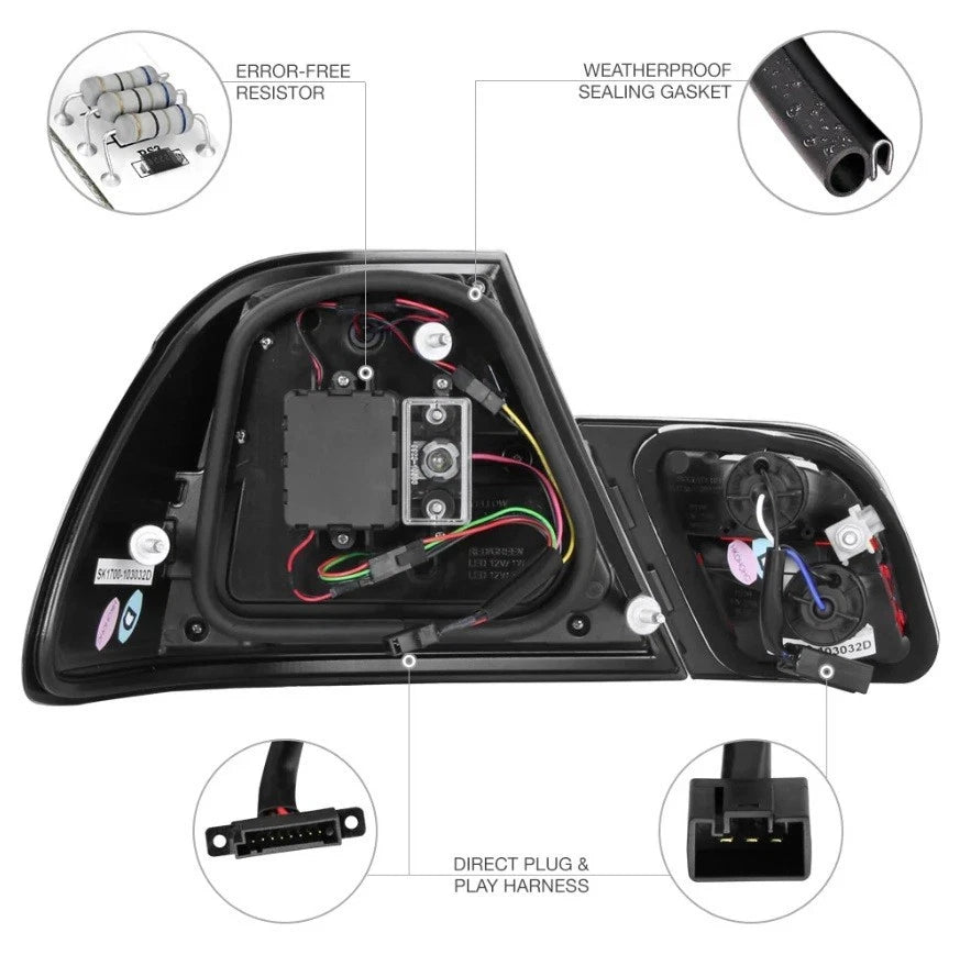 4X Black LED Taillights for BMW E46 3-Series Coupe (2000–2003) NTR6494B