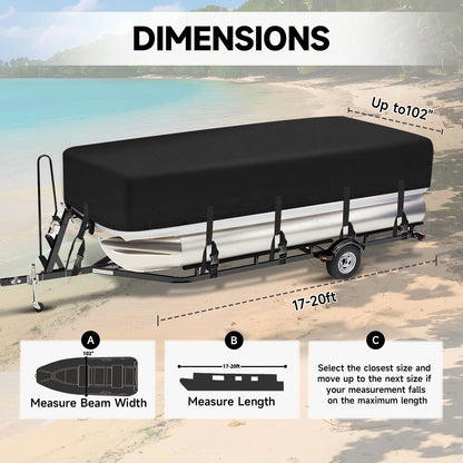 Pontoon Boat Cover for 17-20FT (2017–2020) A300-8-1720 Waterproof Trailerable