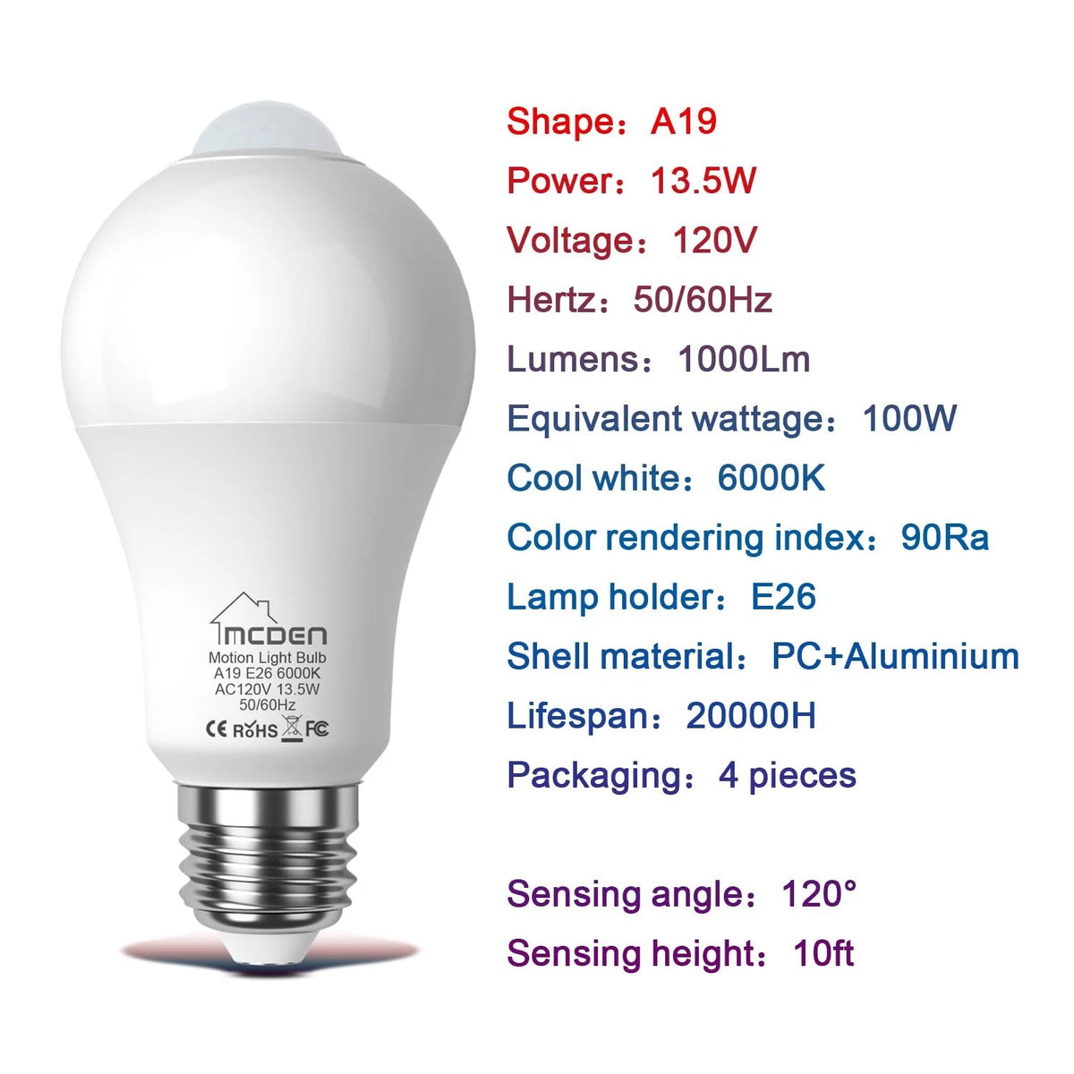Motion Sensor Light Bulb for Indoor Use