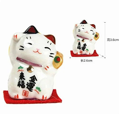 Set of 3 Japanese Ceramics Maneki Figurines (2.1cm x 2.4cm x 3.3cm)