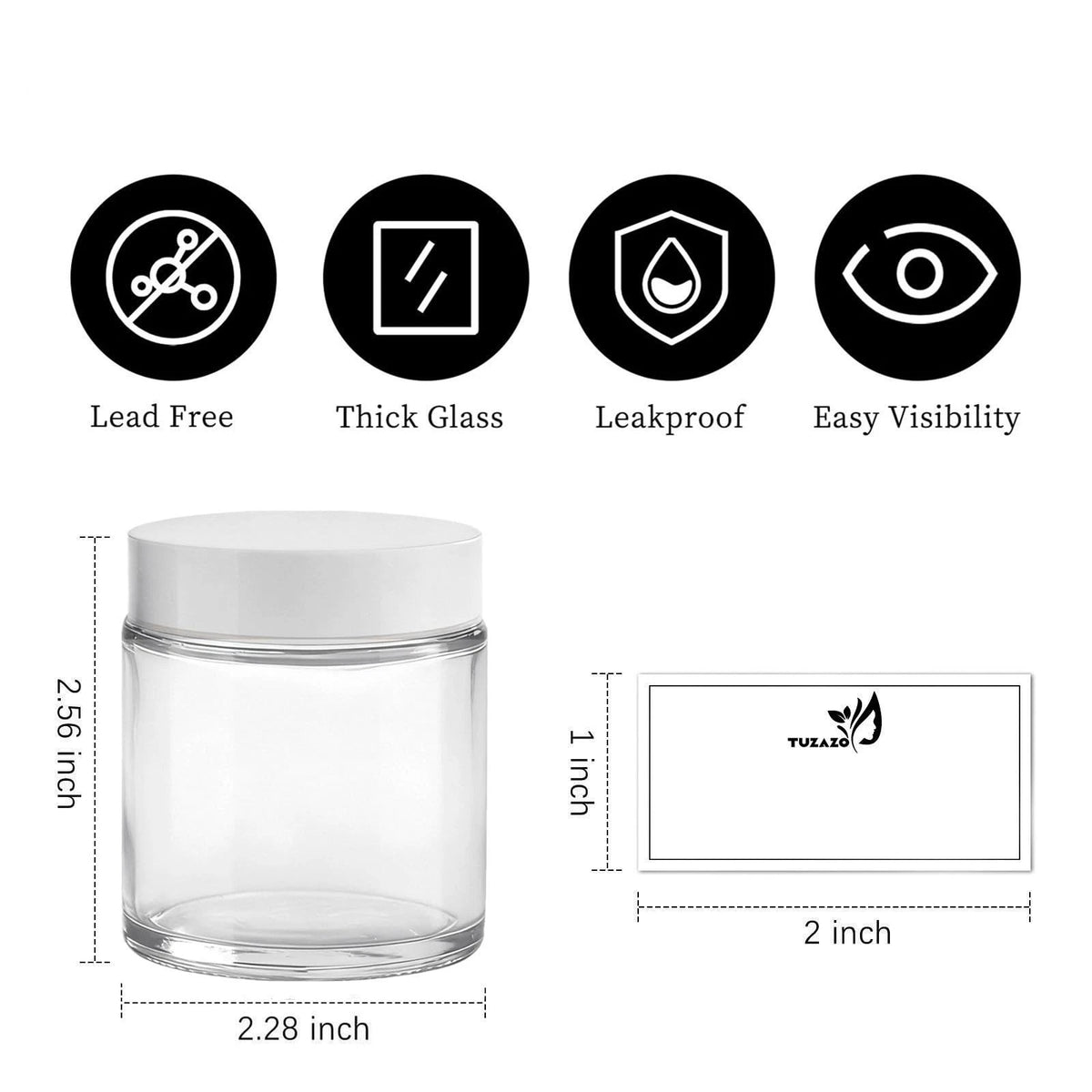 Set of 2 Glass Jars with Lids & Inner Liners, 4 oz