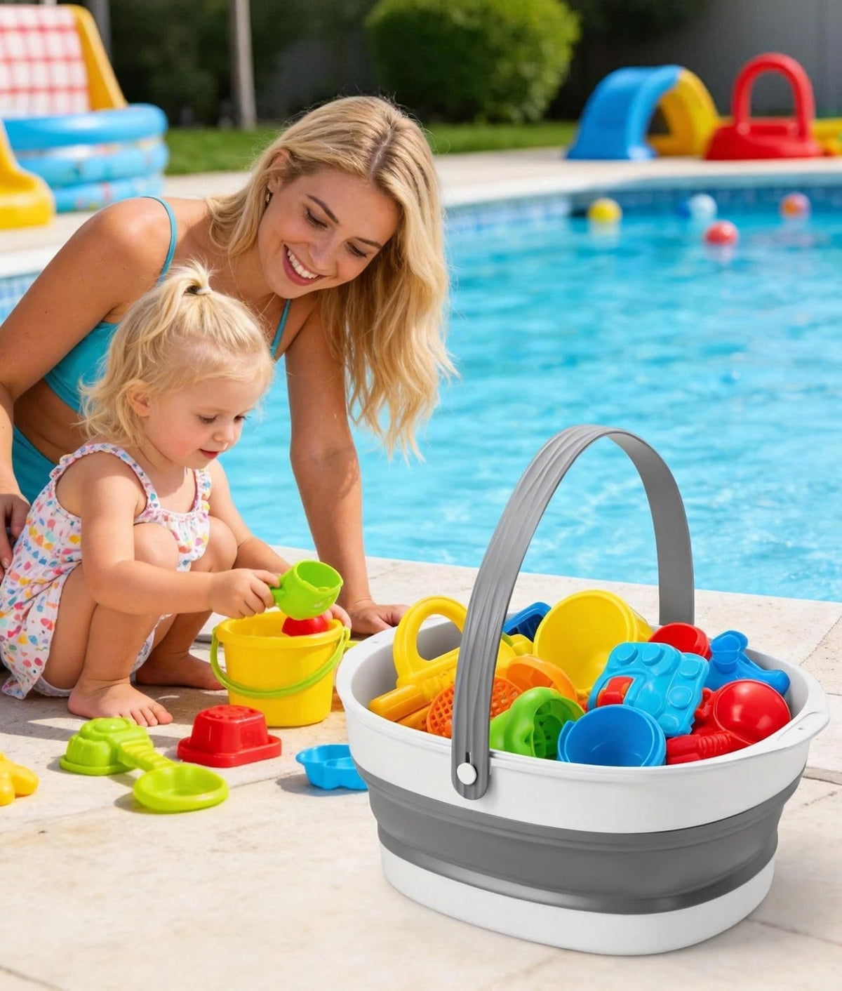 2X Large Bath Toy Storage Basket, 2-in-1 Foldable, Quick Dry