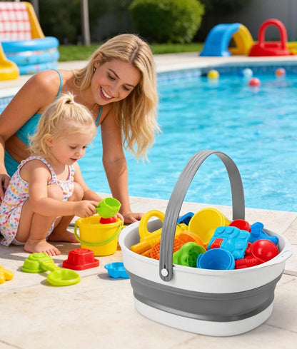 2X Large Bath Toy Storage Basket, 2-in-1 Foldable, Quick Dry