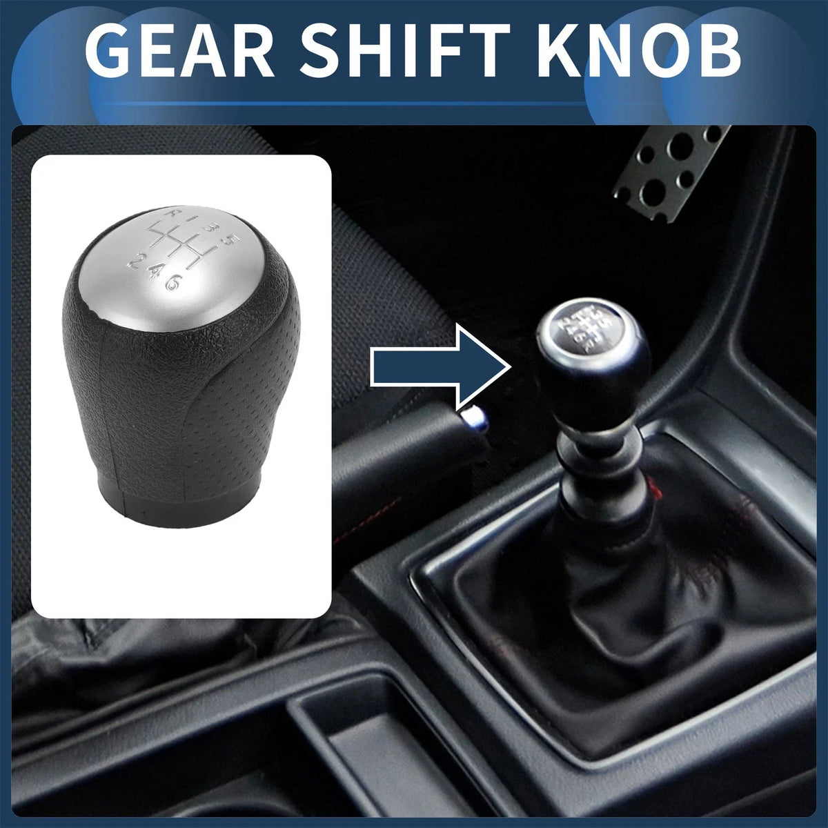 6 Speed Gear Shift Knob for Nissan Juke (2011–2013) Plastic Black Silver Tone