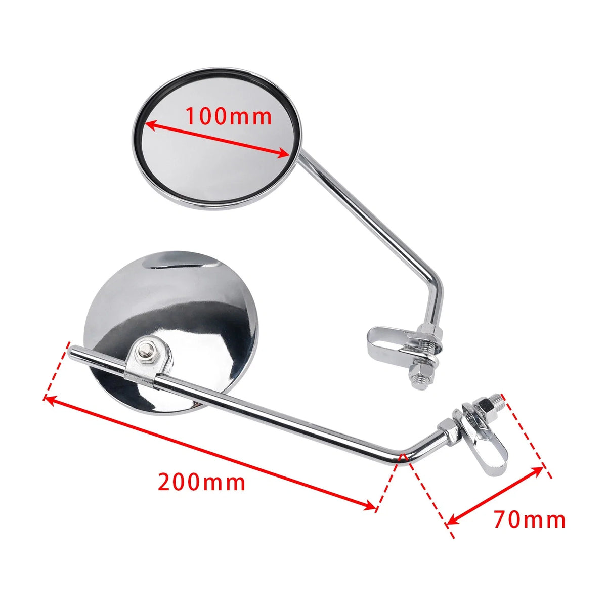 Pair of 4" Chrome Clamp-On Mirrors for Honda Chopper Bobber (Vintage)
