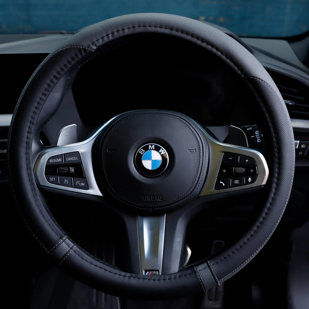 Steering Wheel Cover for Auto Protection - Soft Grip Black Grey (SWWG16)