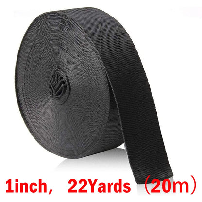 1 Roll 22 Yards 1 Inch Wide Black Nylon Heavy Duty Webbing Strap