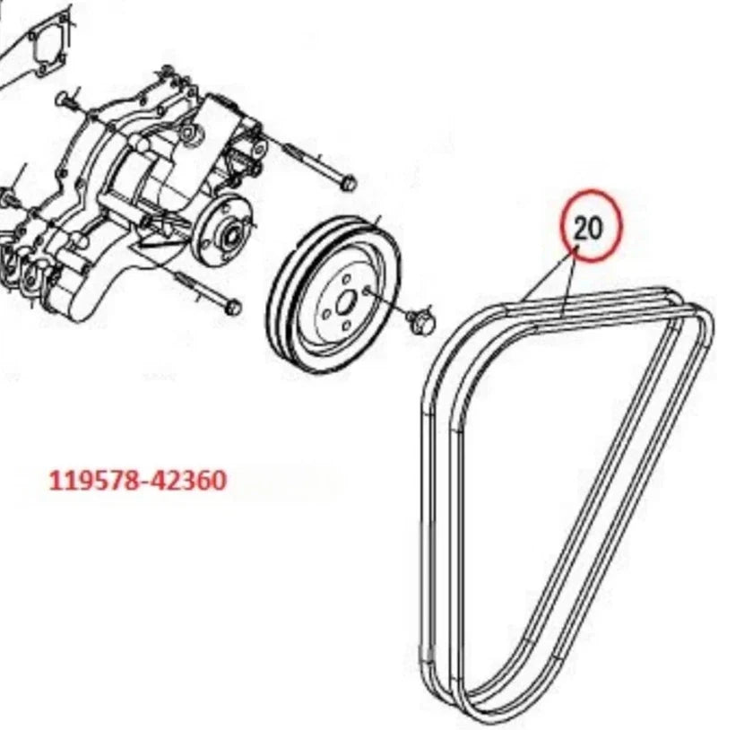 Yanmar V-Belt 119578-42360E for 6LY3-STP / 6LY3-ETP