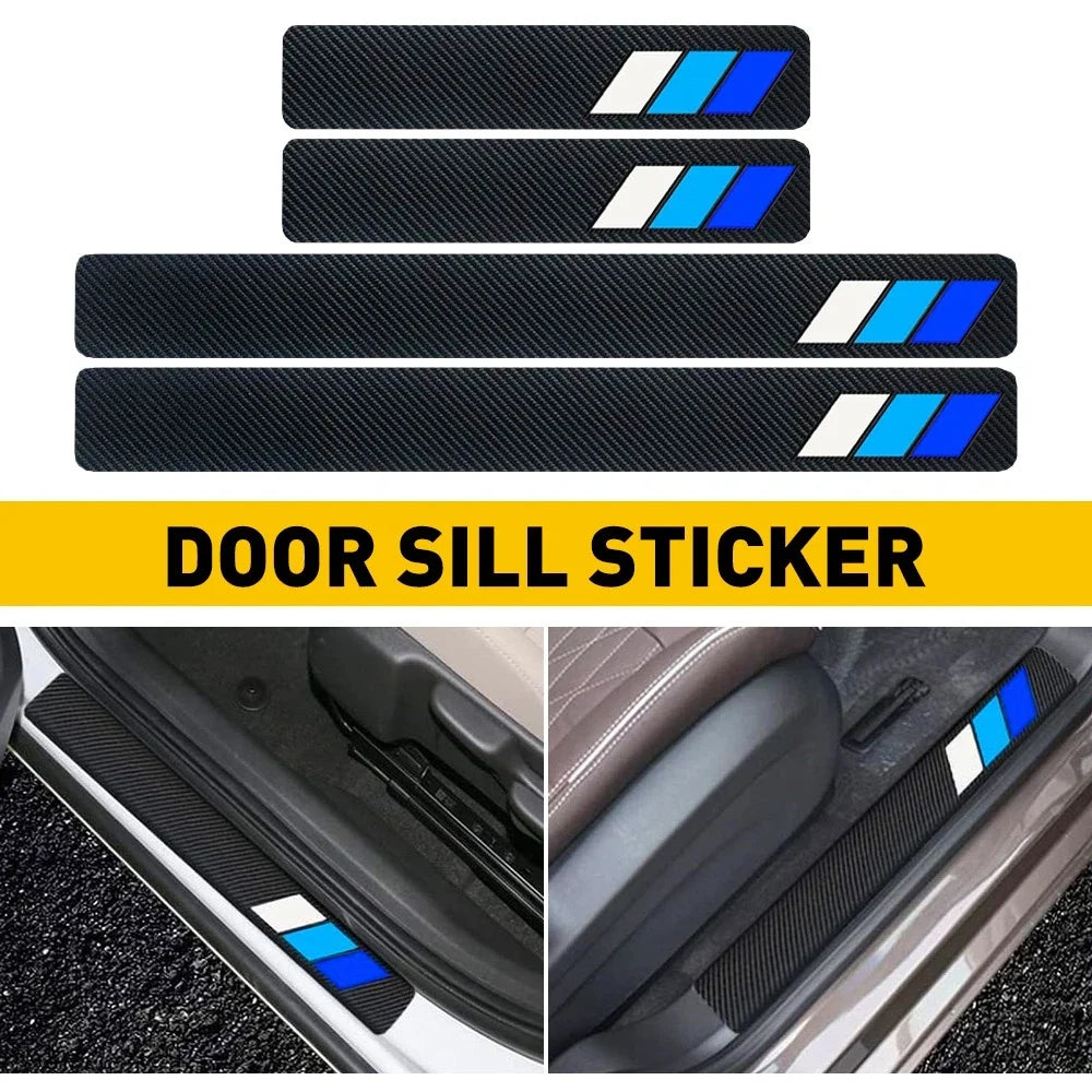 4X Door Sill Protector Plate Cover for Toyota (Tri-Color, Blue)