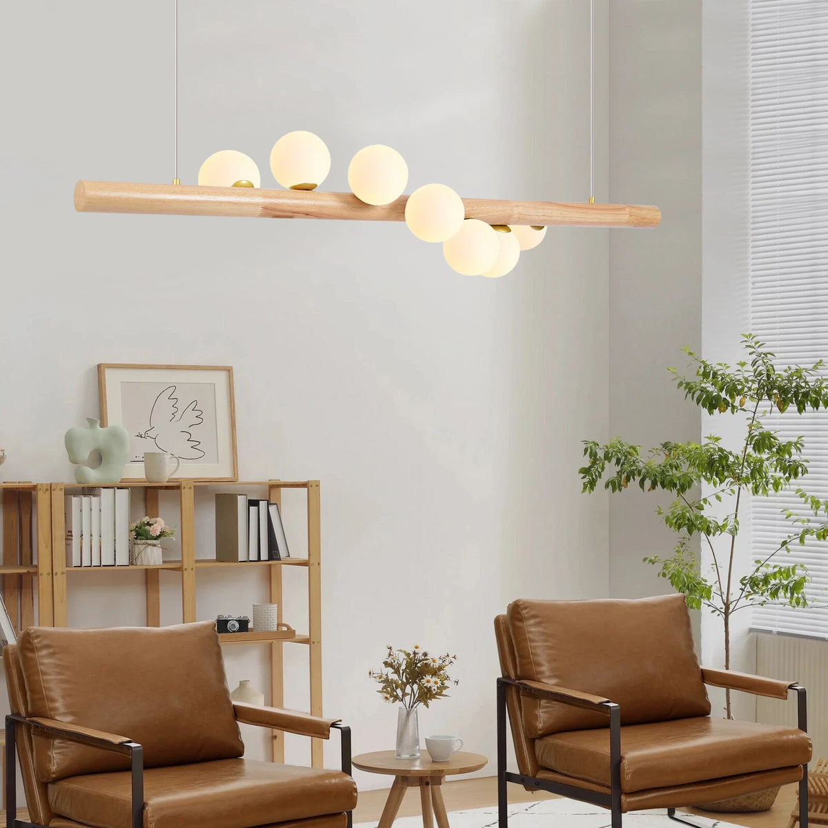 7 Head Pendant Light for Ceiling Fixture (Linear Glass Bubble)