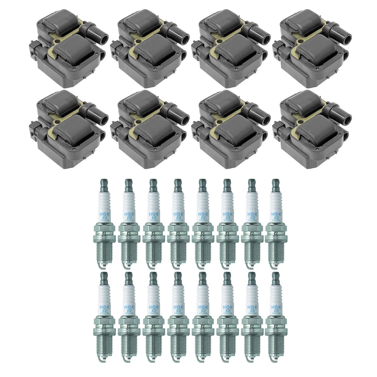 Set of 8 Ignition Coils & 16 Spark Plugs for Mercedes W202 C215 C208 W210