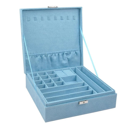 Jewelry Box Organizer for 10 x 10 Inches (2-Layer, Handle, Necklace Holder)
