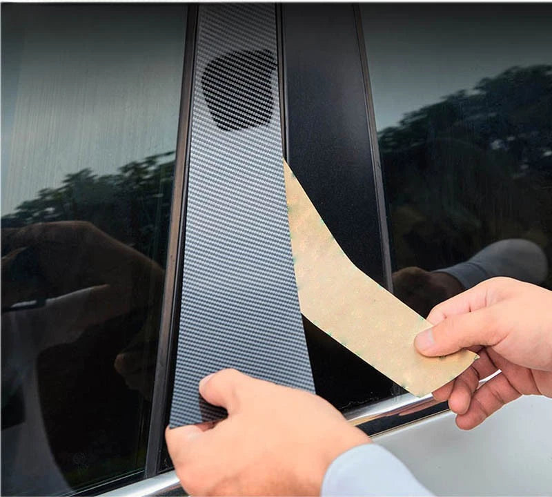 8x Carbon Fiber Exterior Pillar Post Stickers for Suzuki SX4 S-Cross (2014–2020)