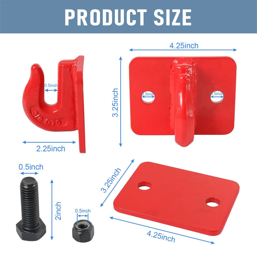 2X 3/8" Bolt On Grab Hooks for Loader Tractor Bucket (Heavy Duty)