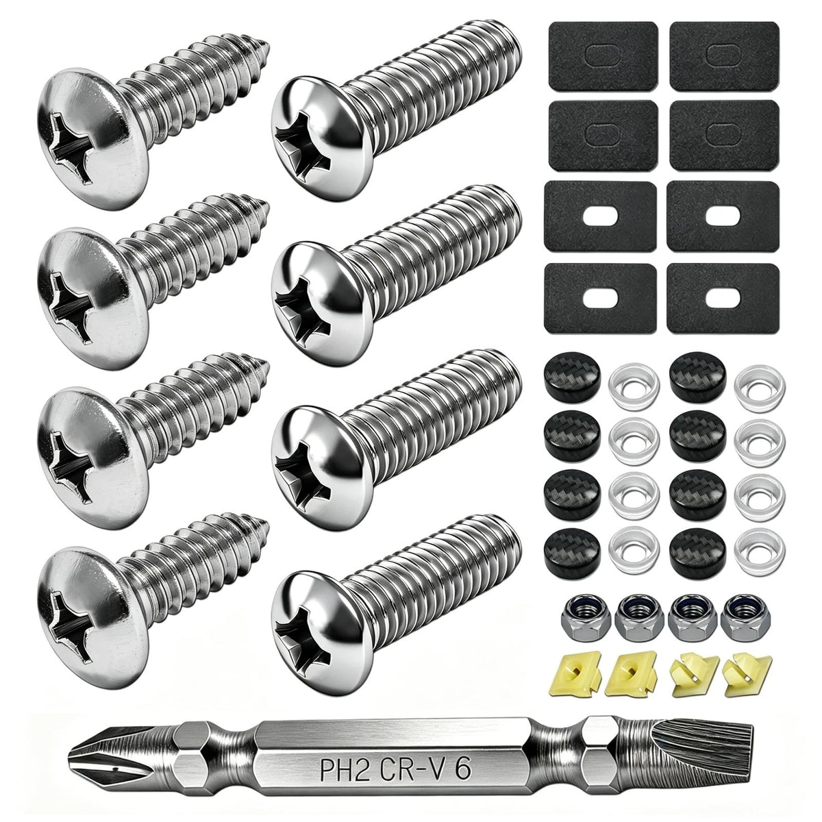 M6 x 20mm Stainless Carbon Caps - Self Tapping & Mechanical Screws