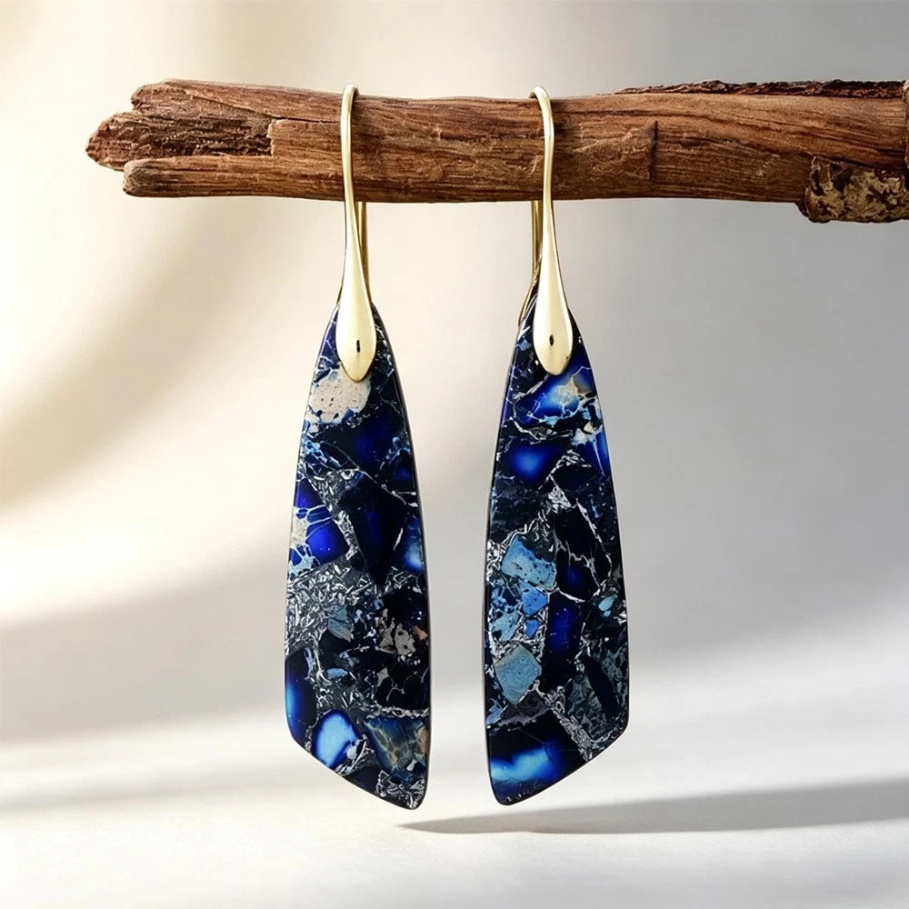Natural Blue Jasper Dangle Earrings for Boho Style (US)