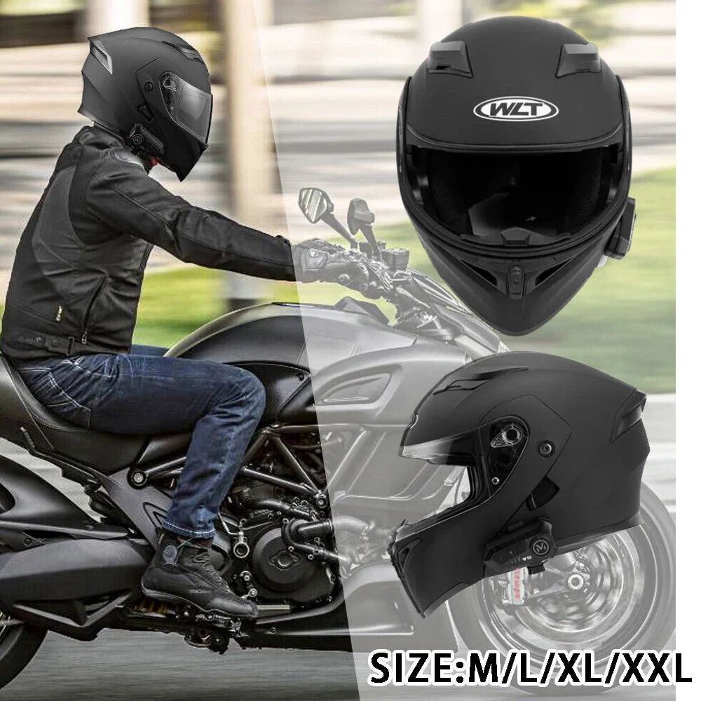 Full-Face Motorcycle Helmet DOT Approved Bluetooth Modular (Dual Visor)