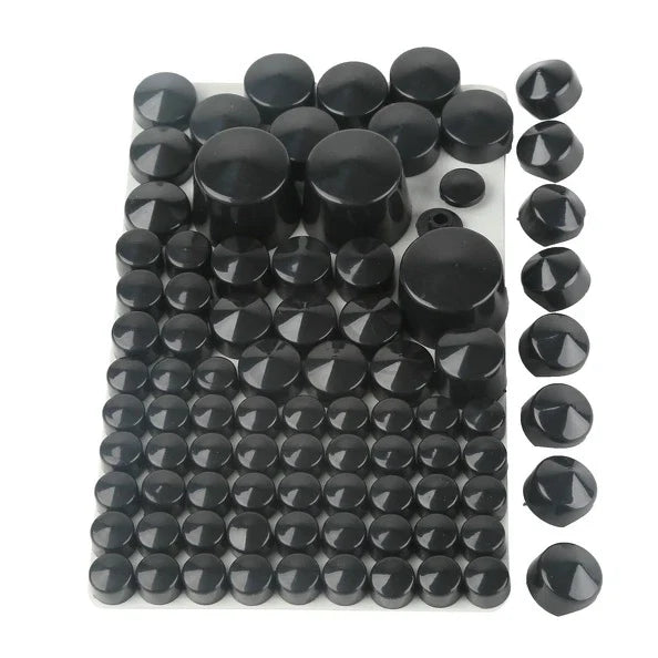 Set of 4 Black/Chrome Bolt Toppers Caps for Harley Softail Twin Cam (1984–2006)