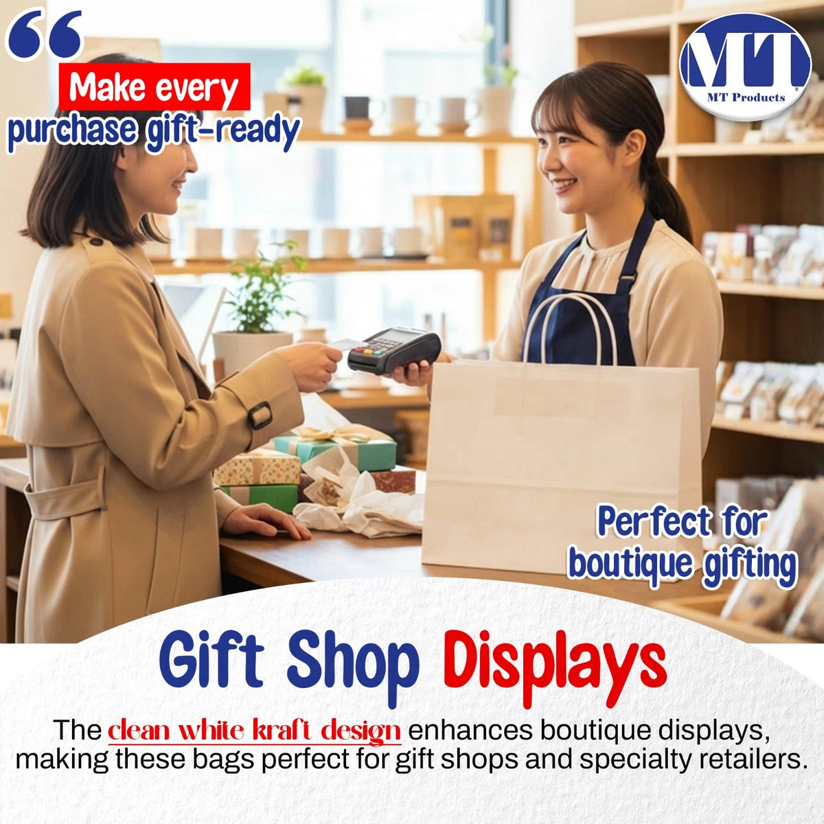 Pack of 250 White Paper Gift Bags 16" x 6" x 12" with Handles